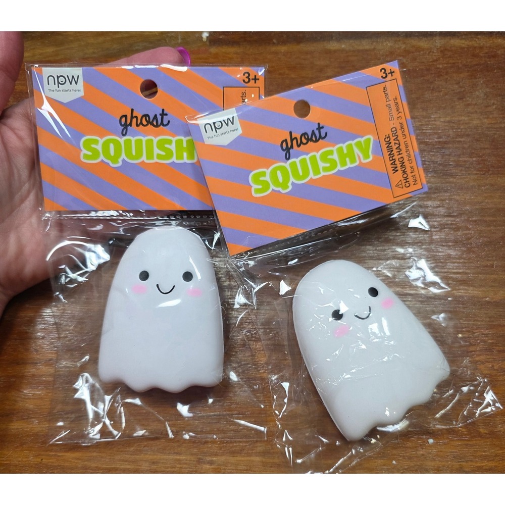 NPW Ghost Squishy Set of 2 Halloween Stress Relief Squeeze  White Slow-rise Foam